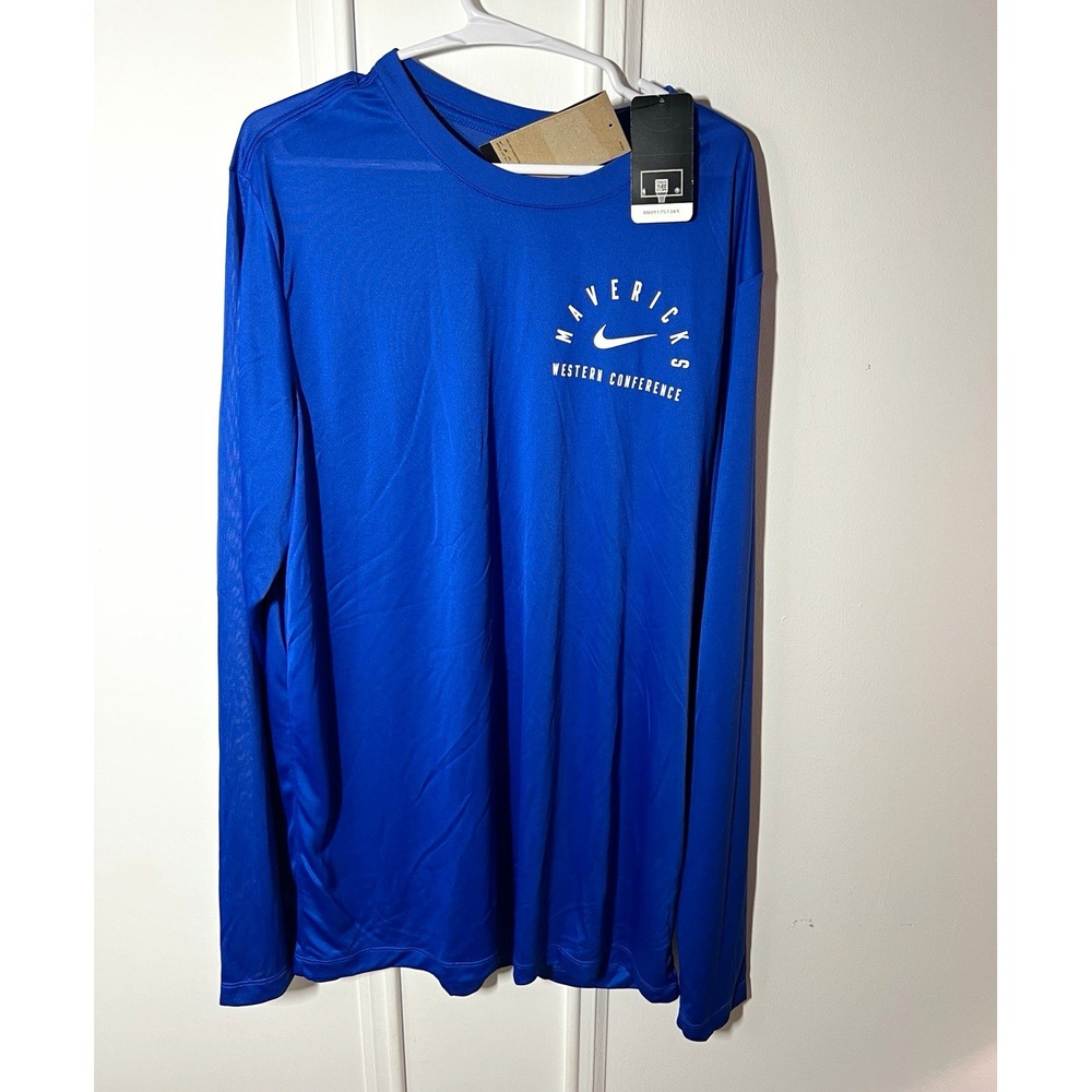 Nike Dallas Mavericks Western Conference Long Sleeve Shirt Mens XL Blue NWT NBA
